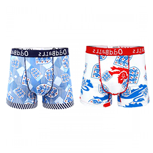 OddBalls | England FA Bundle | Men's Boxer Shorts | The Underwear Everyone is Talking About | 2 Pack | Large