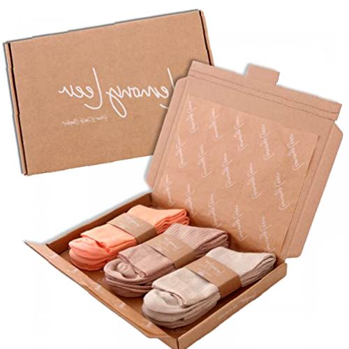 6 Pairs of Women’s Bamboo Casual Socks, Ultra Soft, Breathable, Odor-free, Colourful Casual Bamboo Socks in Gift Box Size 3-7 (2X Light Grey, 2X Light Brown, 2X Peach)
