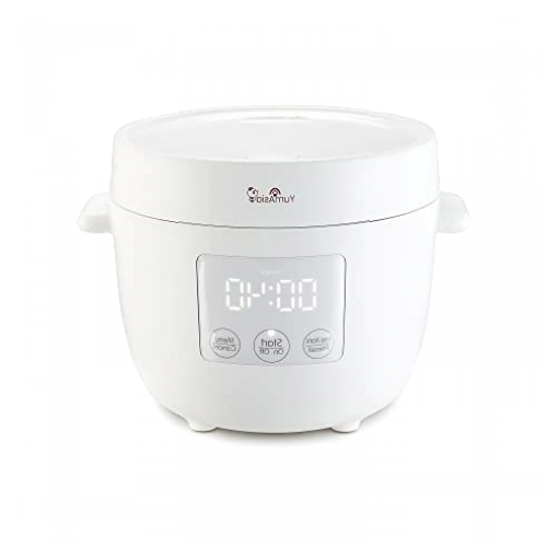 Yum Asia Tsuki Mini Rice Cooker with Shinsei Ceramic Bowl (2.5 cups, 0.45 litre) 5 Rice Cooking Functions, 2 Multicooker Functions, Hidden LED Display, 220-240V UK (Pebble White)