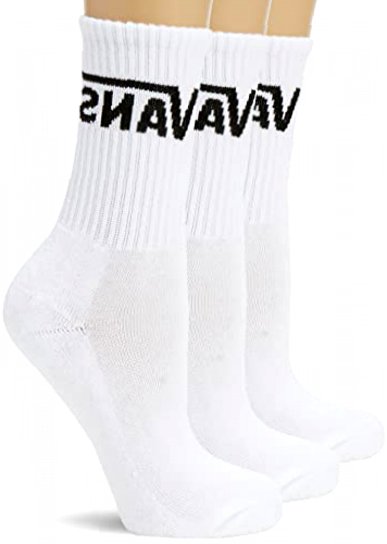 Vans Women's Basic Crew (3-Pack) Socks, White-Black, US WM 1-6 (EU 31.5-36)