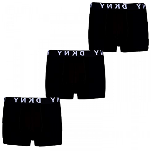 DKNY Men's Boxers in Black with Branded Waistband Super Soft & Comfortable Cotton Fabric-Multipack of 3 Shorts, S