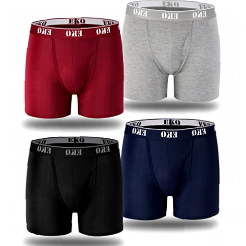 EKQ Bamboo Mens Boxer Shorts Multipack 4 Pack Breathable Mens Underwear Cotton Boxers Briefs with Open Fly Pouch Sports Underpants Moisture Wicking