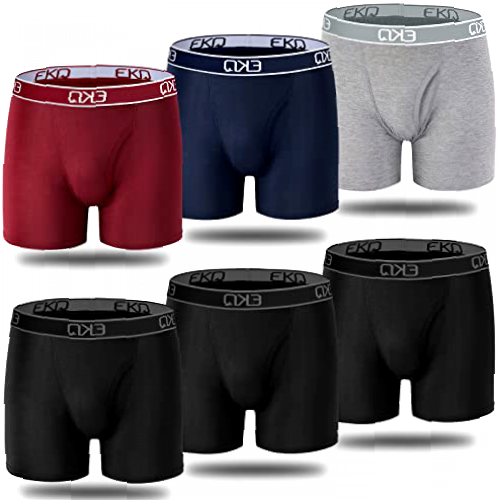EKQ Mens Boxers Shorts Multipack 6-Pack Bamboo Underwear with Open Fly Pouch Waistband Breathable Men's Fitted Hipster Trunks