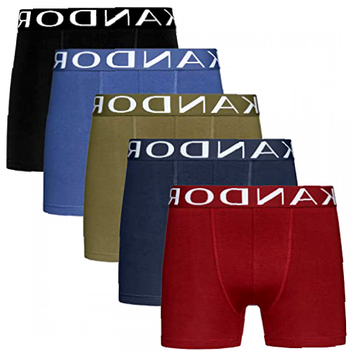 Kandor Men's (5-Pack) Super Soft Bamboo Boxer Shorts Breathable Soft Trunk Underwear(L,Pack A - Multi Set)