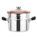 Steamer,Stainless Steel Cookware 2-Layer Steamer Pot Cooker Double Boiler Soup Steaming Pot (Thickened steamer 24cm)