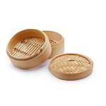 H&H Steamer Basket with Lid 2 Levels Bamboo 12.5 cm