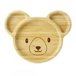 PandaEar Baby Bamboo Wooden Plates with Suction for Baby Toddler Kids- Divided Unbreakable- Non-Slip (Panda Shape)