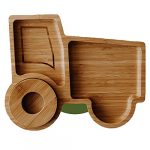 Bubba Bear ® Baby Toddler Tractor Suction Plate & Egg Cup Set | Made with Natural Bamboo | Stay Put Suction for Weaning Babies & Feeding Toddlers (Green)