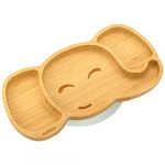 nohla ® Elephant Baby Plate for Kids and Toddler Baby-Led Weaning Premium | Non-Toxic | Suction Cup Bamboo Plate for Babies | BPA Free Baby Plate | Grey