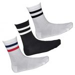 VITSOCKS Men's Cushioned BAMBOO Tube Crew Sports Socks (3 PAIRS) Soft Padded Heel, 2x white 1x black, 9-11.5