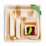 Canape King Disposable Palm Leaf Plates Square 25 Pcs | 100% Natural and Biodegradable Food Serving Dinner Plates 10(25cm) | Suitable for BBQ Picnic Christmas