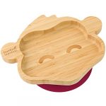 bamboo bamboo ® Baby Plate– Kids and Toddler Suction Cup Bamboo Plate for Babies | Non-Toxic | Cool to The Touch | Ideal for Baby-Led Weaning (Monkey, Cherry)