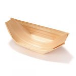 BambooMN Brand - Disposable Wood Boat Plates / Dishes, 4.3" Long x 2.5" Wide x 1" High, 100 Pieces