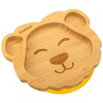 nohla ® Lion Baby Plate for Kids and Toddler Baby-Led Weaning Premium | Non-Toxic | Suction Cup Bamboo Plate for Babies | BPA Free Baby Plate | Yellow