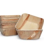 FOOGO Green 25 Disposable Palm Leaf Bowls | 5.5" (13cm) 550ml Soup, Salad, Dessert Salad Bowl| Deep Square | Sturdy Eco Friendly Biodegradable| Party and Wedding |Wooden Bowls| for Hot Food