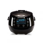 Reishunger Digital Rice Cooker & Steamer, Black, 7-Phase Fuzzy Logic Tech, durable Ceramic Bowl, Multi Cooker with 12 Programmes, Keep Warm Function & Timer, 1-8 People