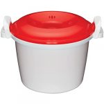 KitchenCraft KCRICECOOK Microwave Rice Cooker and Steamer, BPA Free Plastic, 1.5 Litre, White / Red