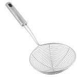 Strainer Skimmer Ladle Stainless Steel Wire Skimmer Spoon | 6.7 Inch | Ergonomic Handle and Spider Mesh Filter with Handle for Kitchen Frying Food, Pasta, Spaghetti, Noodle (6.7 inch)
