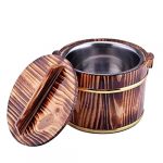 Lurrose Steamer Rice Bucket Handmade Rice Bucket Wood Cooking Steamer Steamed Rice Wooden Barrel for Home Kitchen Coffee