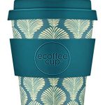 8oz 240ml Ecoffee Cup Reusable Eco-Friendly 100% Plant Based Coffee Cup with Silicone Lid & Sleeve - Melamine Free & Biodegradable Dishwasher/Microwave Safe Travel Mug, Creasy Lu