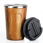Coffee Cup, MOMSIV 13oz/380ml Vacuum Reusable Leakproof Double Wall Coffee Cup, Insulation Stainless Steel Eco-Friendly Travel Office Mug for Hot Coffee Tea and Cold Drinks (Dark Brown)