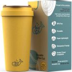 bioGo Cup | BPA-Free, Double Wall Insulation Reusable Coffee Cups | On-The-Go Travel Mug | Screw Tight Lid | Textured Grip | Ultra Lightweight | (Butterscotch Yellow, 450ml)