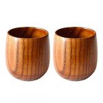 AMACOAM Jujube Wood Cup, Wooden Cup Wooden Tea Set Cup Natural Wood Mug for Coffee Beer Tea Juice Milk (2pcs/Set)