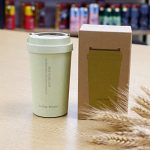 LOVING NATURE Double Wall Insulation Reusable Coffee Cup On-The-Go Travel Mug Screw Tight Lid Textured Grip Ultra Lightweight Portable Travel Coffee Cup (400ml, Green)