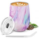 CISHANJIA Insulated Coffee Cups,Reusable Travel Mug Vacuum Stainless Steel with Eco Spill Proof Lid - BPA Free | Light Weight -Reusable Travel Cup for Coffee, Juice and Milk 13oz/360ml (Iridescent)