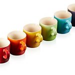 Le Creuset Stoneware Rainbow Coffee Mugs, 350 ml, Set of 6 Colours: Cerise, Volcanic, TeaLitre, Ultra Violet, SoleiLitre, Palm, 79114358359030