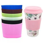 6 Pcs Silicone Non Slip Glass Bottle Mug Cup Sleeve Heat Resistant Silicone Coffee Cup Sleeve,Resistant Reusable Glass Bottle Mug Cup Sleeve Protector Cover(Random Color)