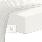 400 Thread Count Cotton King Size Fitted Sheet Off White, 100% Long Staple Cotton King Bed Sheet Fitted, Luxury Soft Sateen King Fitted Sheet Off White (100% Cotton 40cm Fitted Sheet King 160x200cm)