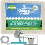Earthing Sheets UK (203x198cm - fitted) Grounding Sheets UK, Sleeping Aid Earthing Mat Grounding Sheet, Fits Super King Beds, Cold Sheets for Bed, Grounding Mats: 1 x Conductive Cable & 1 x UK Adaptor