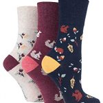 Gentle Grip Ladies Fun Feet Socks Pack of 3 Autumn Leaves 4-8