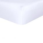 Sleepdown 100% Bamboo Cotton Fitted Sheet Plain Warm Cosy Breathable Super Soft Bedsheet Bed Linen 35cm Extra Deep Pockets - White - Double