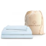 1000 Thread Count Double Bed Sheet Set, Luxurious 100% Egyptian Cotton Bed Sheet, 4 Piece Bedding Set - Fitted Sheet, Flat Sheet & 2 Pillowcases for Double Size Bed, 18" Deep Pocket Light Blue Bedding