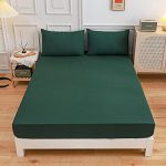 Solid color Fitted Sheets 100% Polyester Bedding Sheets, Chickwin Double King Single Size Bed for Deep Pocket 27cm - Shrinkage Fade Resistant Easy Care (dark green,135x200x27cm)