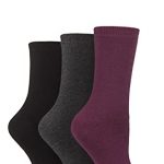 SOCKSHOP Ladies Cushioned Bamboo Boot Socks Pack of 3 Beetroot / Charcoal / Black 4-8