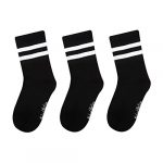 Bamboo Sport Socks, For Women and Kids, 3 Pairs Ultra Soft Athletic Socks, Breathable, Anti Blister, High Performance Tennis, Running, Gym, Cycling and Sport Socks, White Black Grey, (3-5, Black)