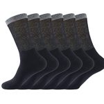 Yomandamor 6 Pairs Mens Bamboo Diabetic Mid-Calf Black Socks with Seamless Toe,6-11UK