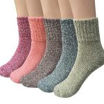 YSense Snug 5 Pairs Womens Socks,Wool Thermal socks, Knit Warm Socks, Soft Socks, Ladies Socks for Winter