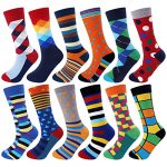 Jeasona Mens Colourful Dress Cotton Socks Funny Novelty Cool Multipack 9-11 Gifts for Men (Colourful A, 12)