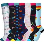 7 Pairs Compression Socks for Women & Men 15-20 mmHg is Best Athletic & Medical for Running Flight Travel Nurses (L/XL, Mix -1)