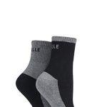 Elle Ladies 2 Pair Sports Cushioned Ankle Socks Black 4-8