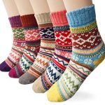 5 Pairs Womens Socks Wool Thermal Warm Knitting Ladies Socks for Winter, One Size, Mix 3