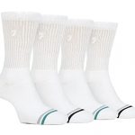 Mens Bamboo Sport Socks in Black & White | Farah | 4 Pack | Diabetic Friendly Sport Socks with Smooth Toe Seam & Loose Top | Tennis Gym Running Socks (6-11, White)