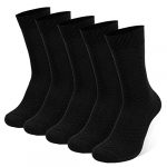 NIQIAO Men's Bamboo Dress Socks Classic Organic Socks Casual Mid Calf Crew Socks Thin Soft Business Socks Wicking Breathable Comfortable Cuff Socks for Work Office 5 Pairs Multipack