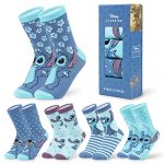 Disney Womens Socks, 5 Pairs Ladies Socks Cotton Rich 4-7, Stitch Disney Gifts