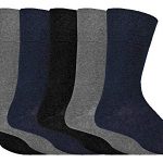 IOMI Footnurse - Mens 6 Pack Loose Non Elastic Diabetic Socks (6-11, Grey)