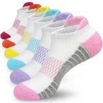 srclo Womens Black White Thick Warm Running Socks 6 Pairs Cushioned Winter Sports Walking Socks for Women Cotton Trainer Socks 4-7 Ladies Casual Nonslip Thermal Ankle Athletic Socks.
